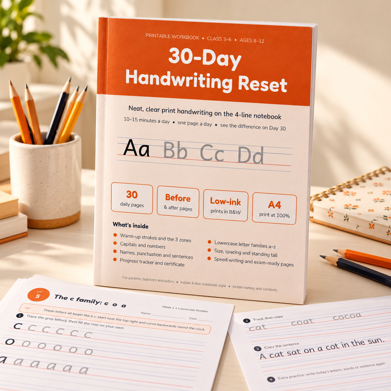 30-Day Handwriting Reset | Class 3–6 Printable Workbook - cover