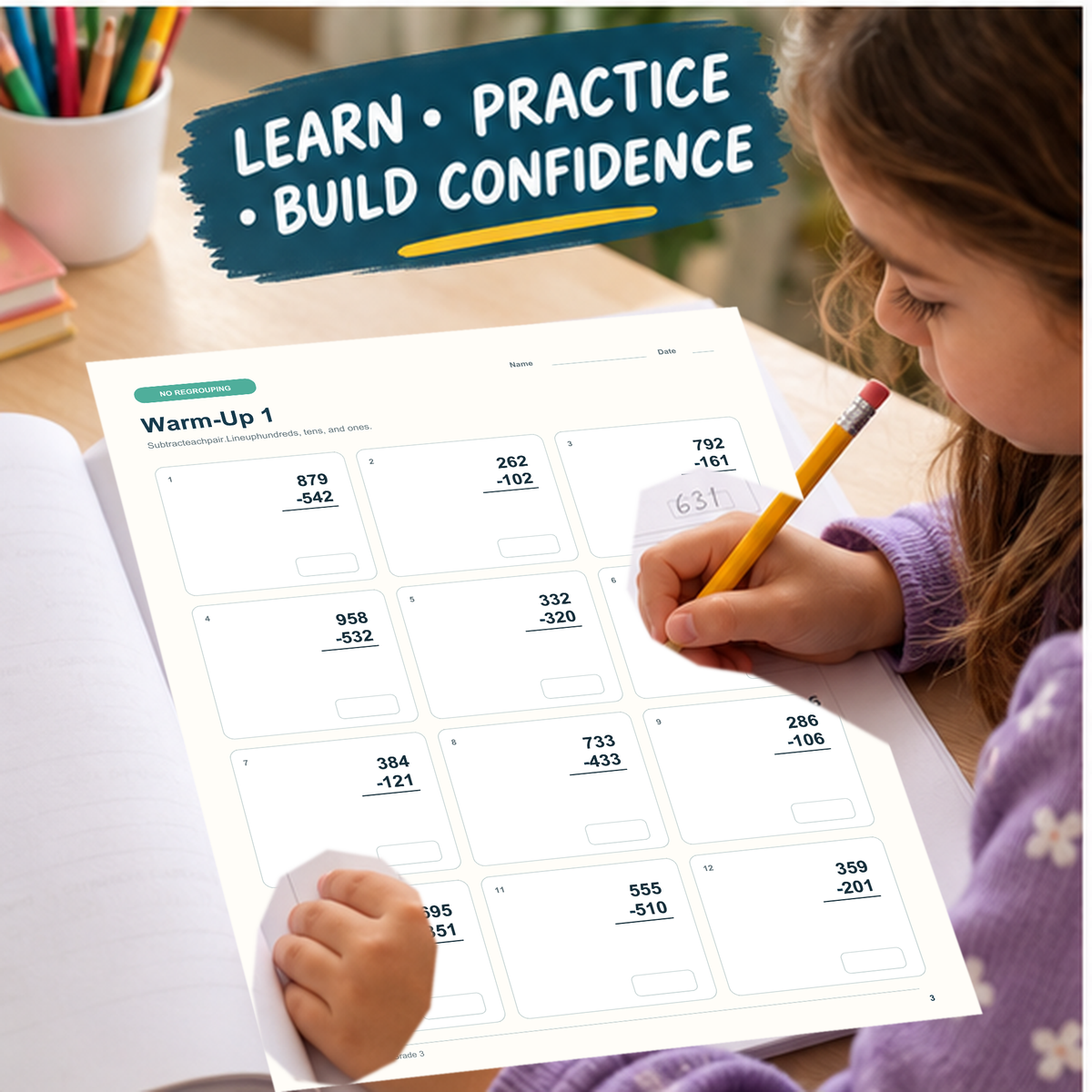 3-Digit Subtraction Workbook | Grade 3 - preview 3