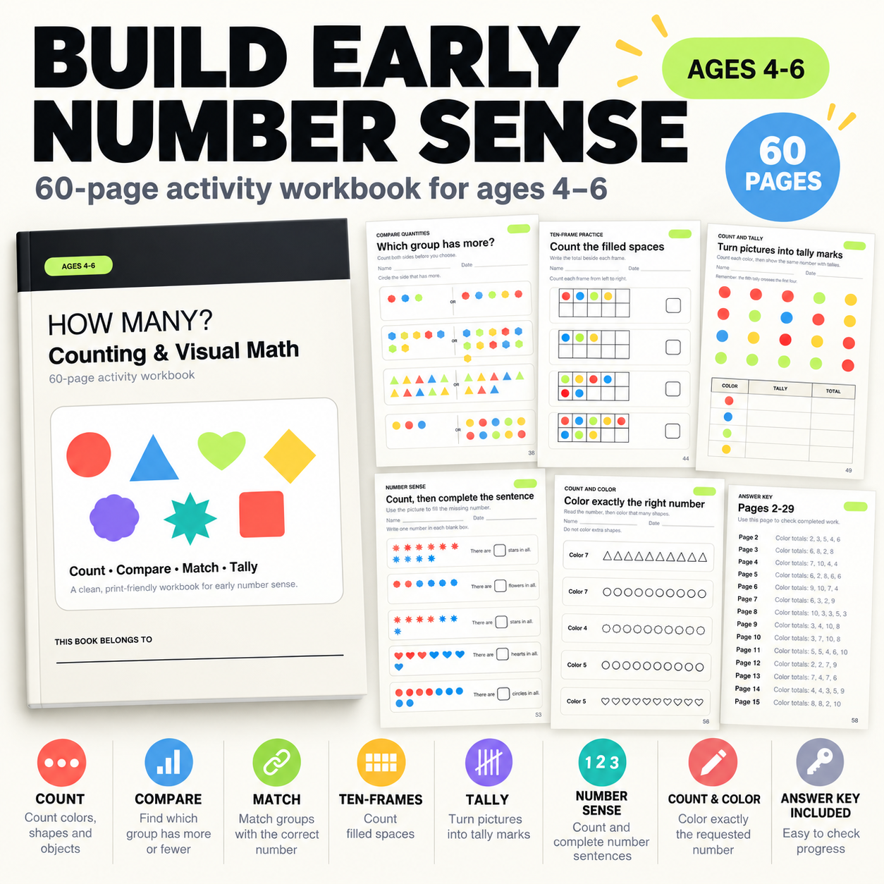 How Many? Visual Counting Workbook | Ages 4–6 - preview 4