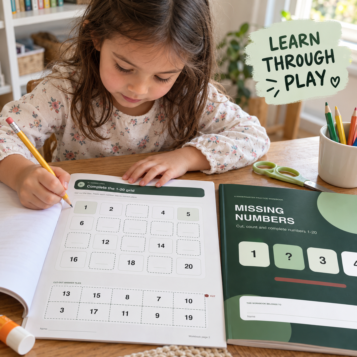 Missing Numbers 1–20 | Kindergarten Workbook - preview 3