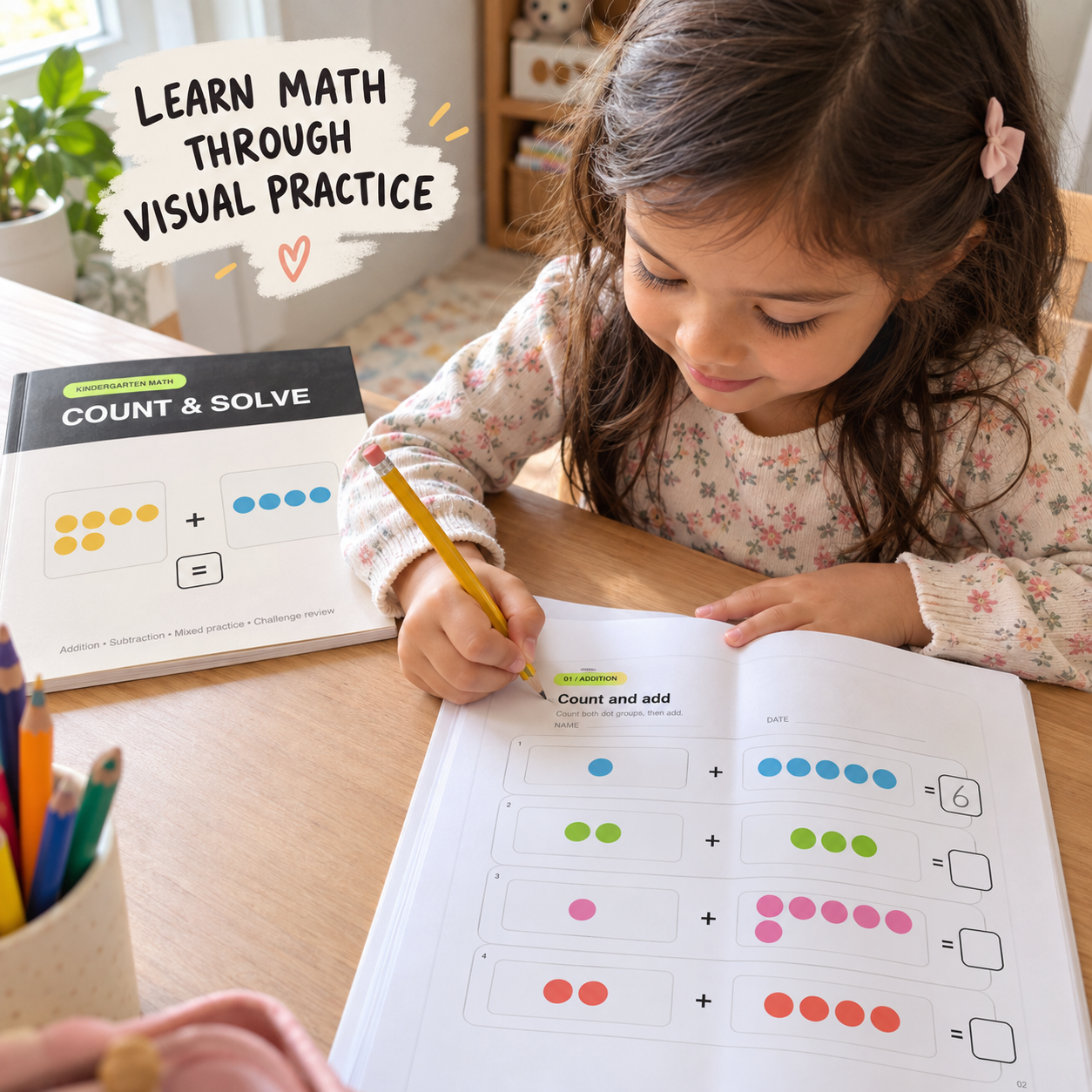 Kindergarten Visual Sums | 60-Page Math Workbook - preview 3
