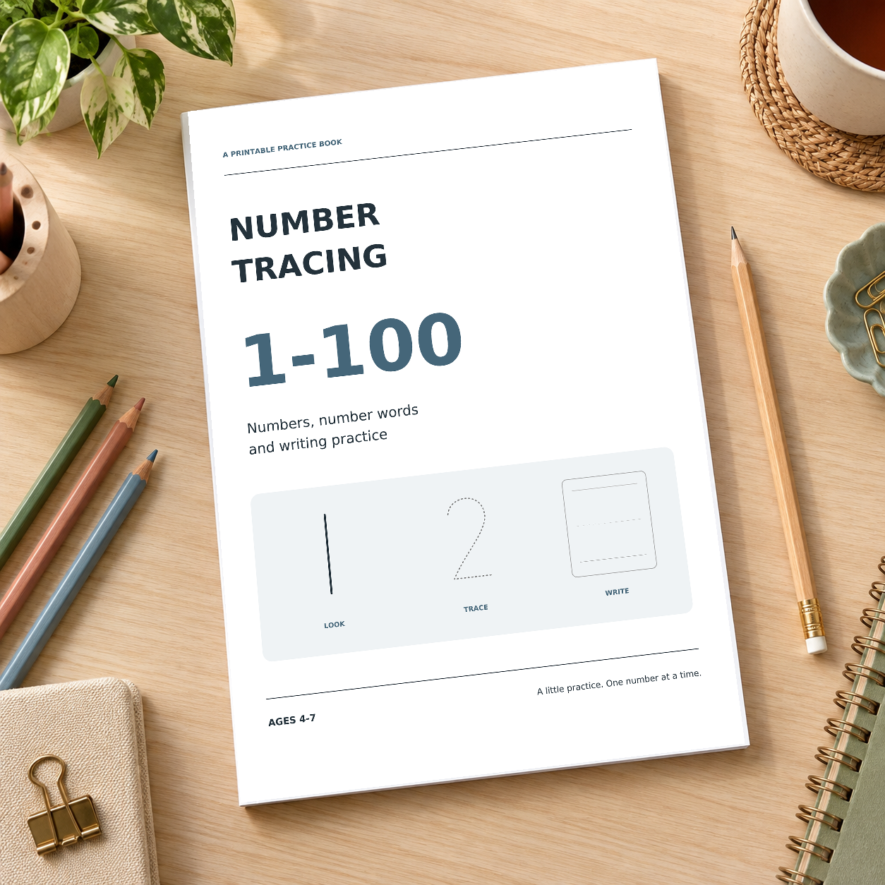 Number Tracing 1–100 | Printable Practice Book - cover