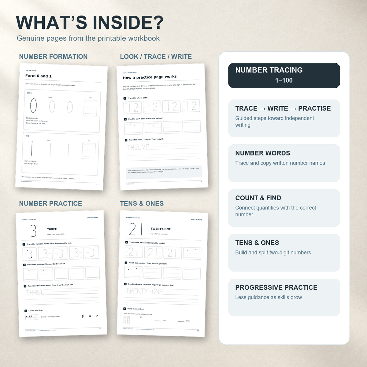 Number Tracing 1–100 | Printable Practice Book - preview 2